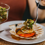Scottish Scallops with Miso Dressing and Spring Onion Salad
